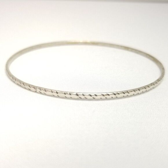 Vintage Beau Sterling Silver Skinny Bangle Bracelet, Textured Design, Estate - Picture 1 of 6